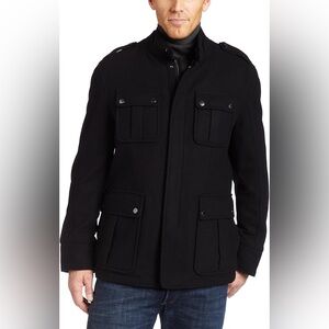 Hugo Boss Men's Size 42R Colbar Wool Military Coat Jacket